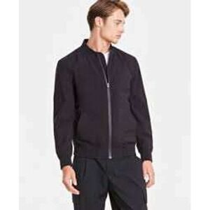 Alfani Slim Fit Black Bomber Jacket Mens Pockets Casual Size Large